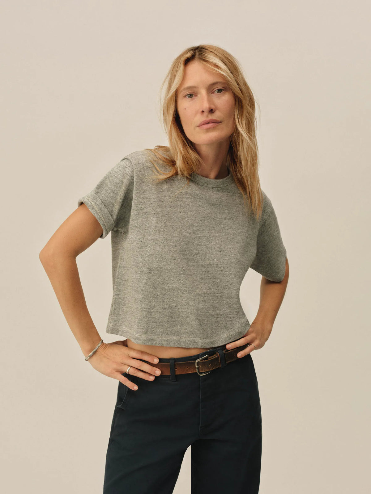 Heather Grey Field-Spec Boyfriend Crop Tee