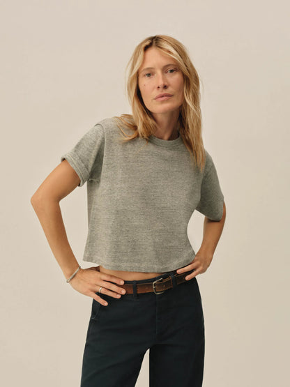 Heather Grey Field-Spec Boyfriend Crop Tee