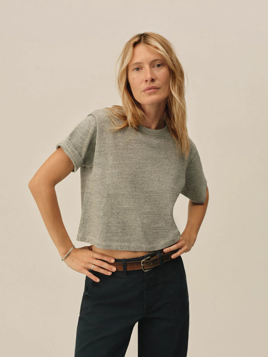 Heather Grey Field-Spec Boyfriend Crop Tee