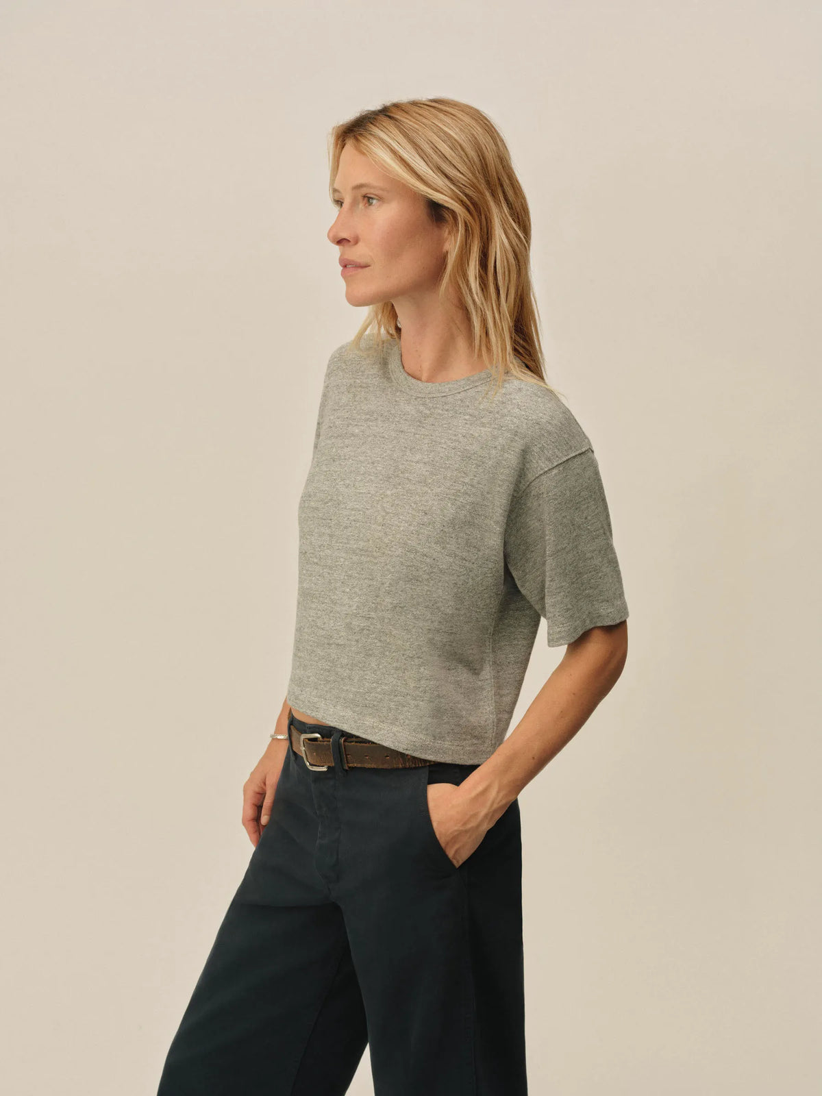 Heather Grey Field-Spec Boyfriend Crop Tee