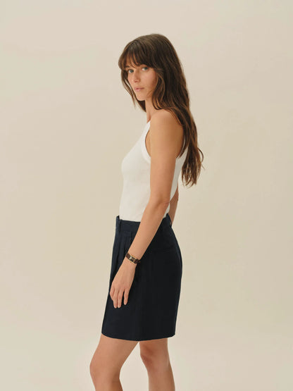 White Surplus Rib Square Neck Tank