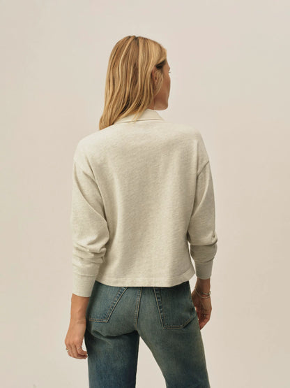 Heather Oat Field-Spec Boyfriend Crop Rugby Polo
