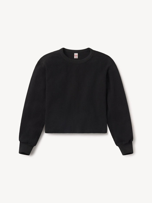 Black Toughknit Thermal Cropped L/S Crew