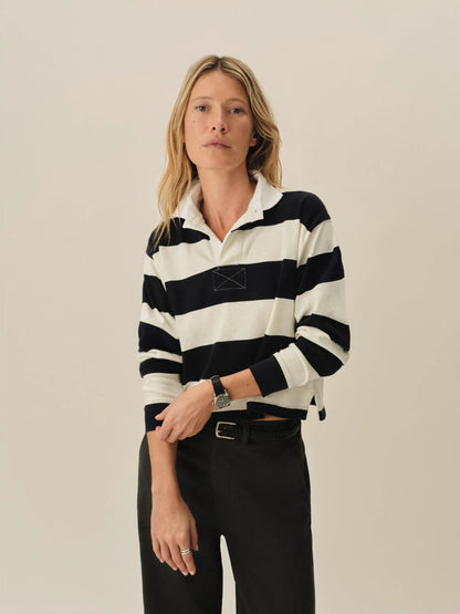 Natural / Navy Stripe Field-Spec Rugby Polo