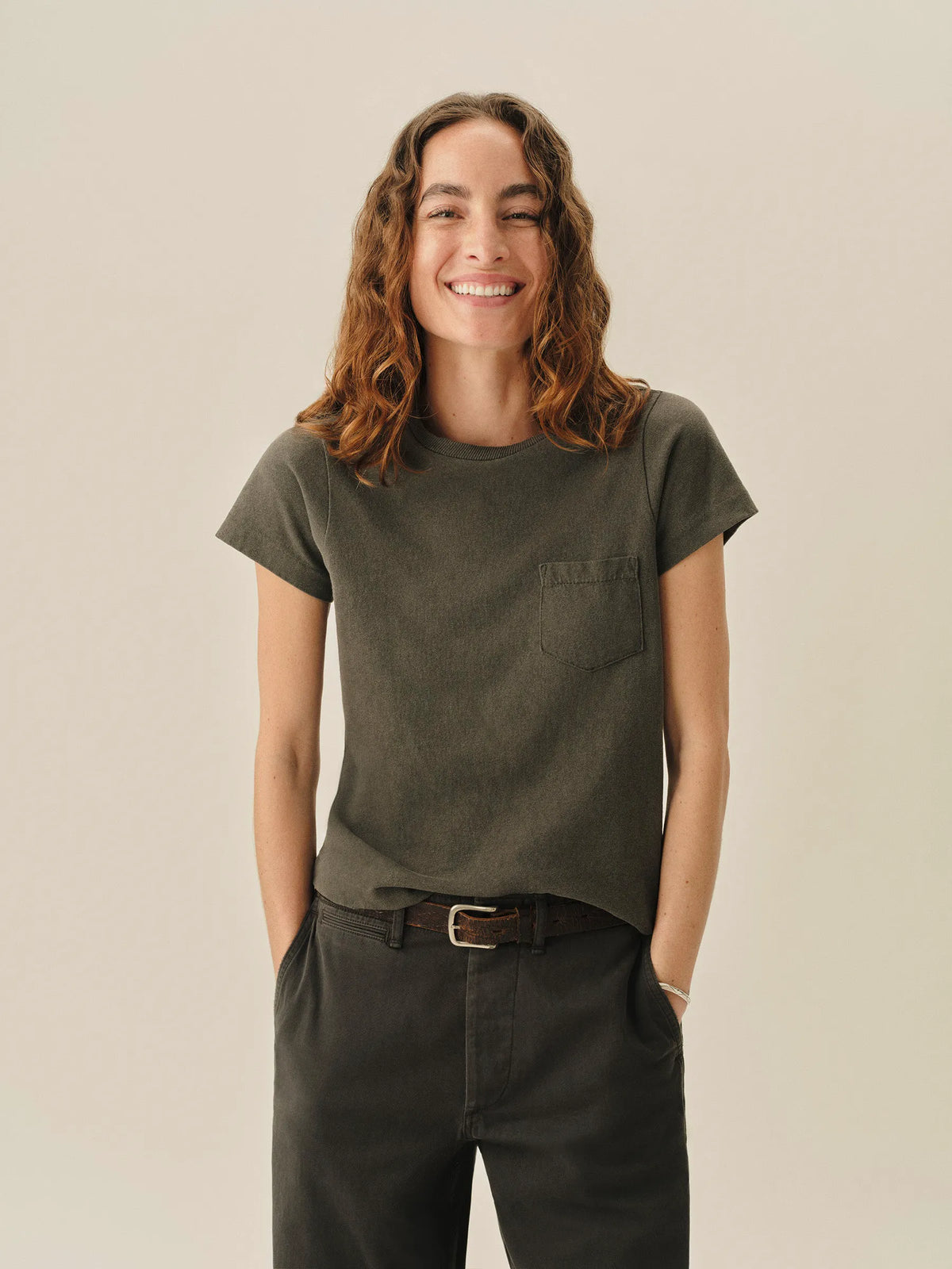 Coal Venice Wash Toughknit Shrunken Pocket Tee