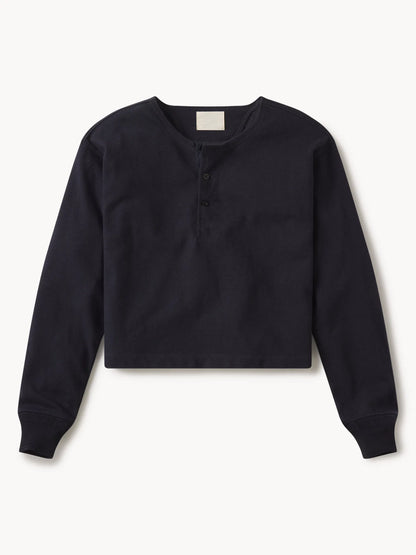 Dark Navy Field-Spec Boyfriend Crop Henley