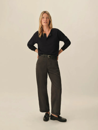 Dark Navy Field-Spec Boyfriend Crop Henley