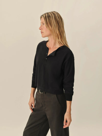 Dark Navy Field-Spec Boyfriend Crop Henley