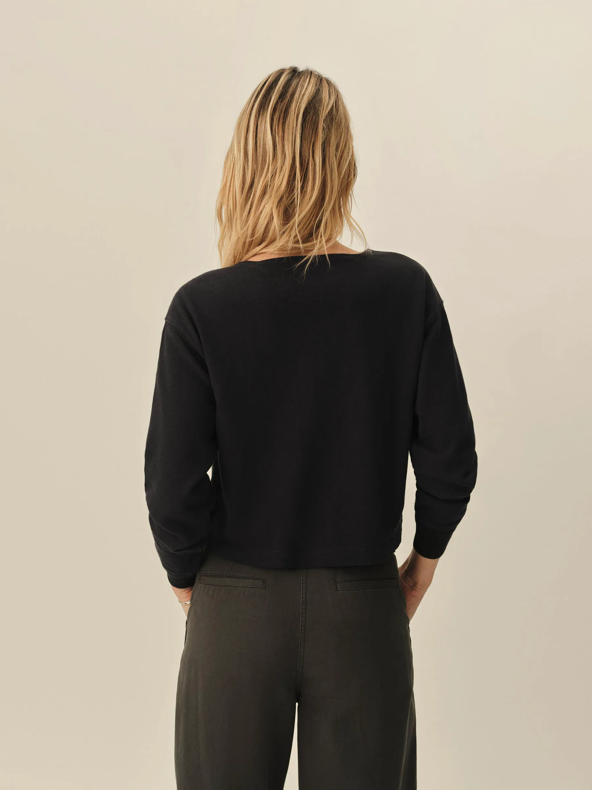Dark Navy Field-Spec Boyfriend Crop Henley