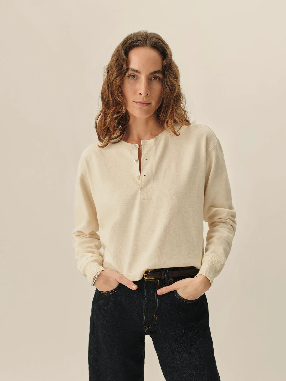 Natural Field-Spec Boyfriend Crop Henley