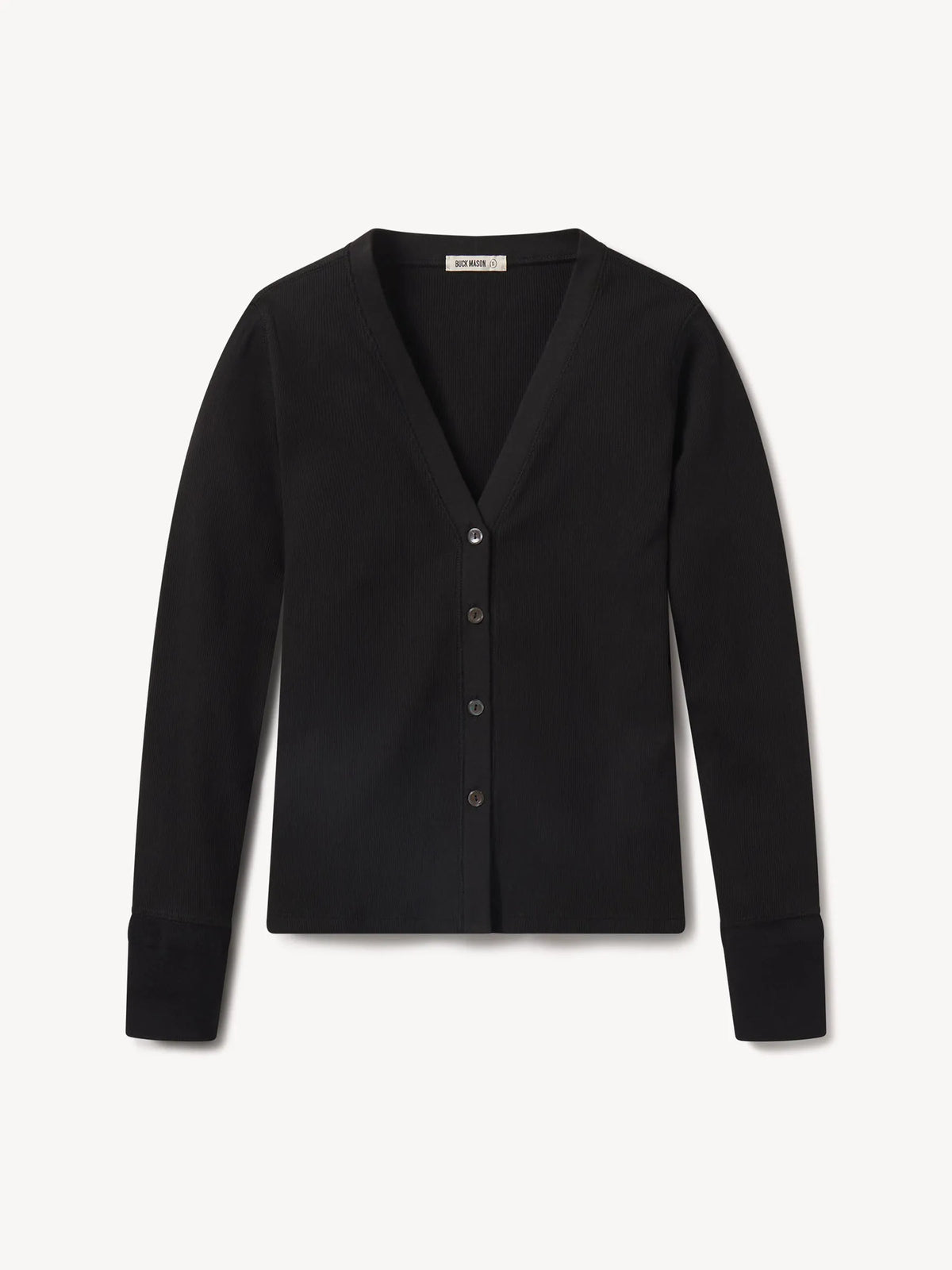 Black Surplus Rib Cardigan