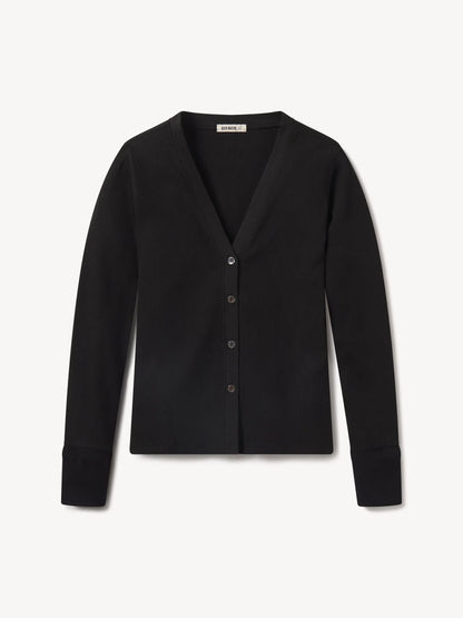 Black Surplus Rib Cardigan