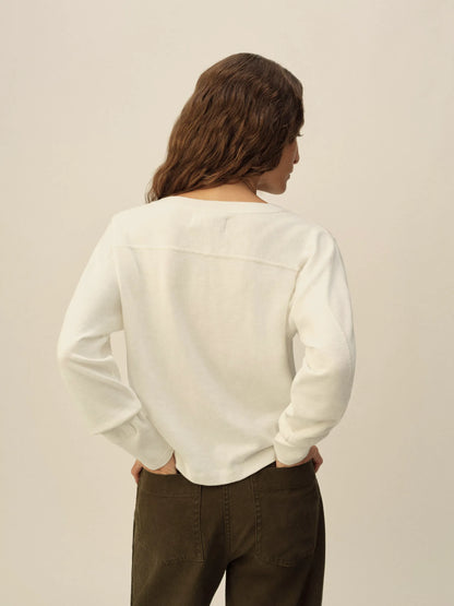 White Field-Spec Boyfriend Crop Rugby Crew