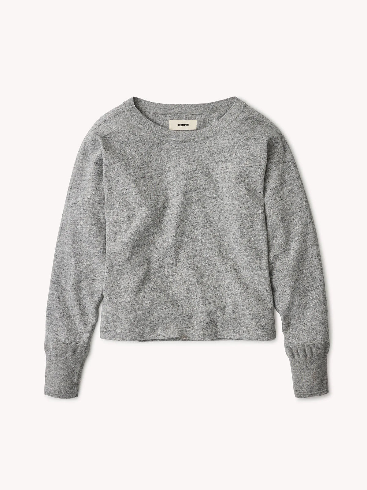 Heather Grey Field-Spec Boyfriend Crop Rugby Crew