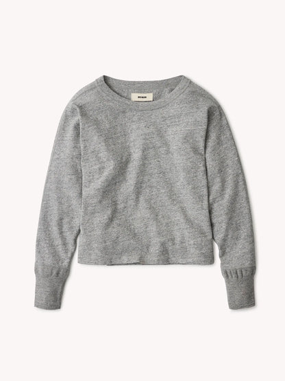 Heather Grey Field-Spec Boyfriend Crop Rugby Crew