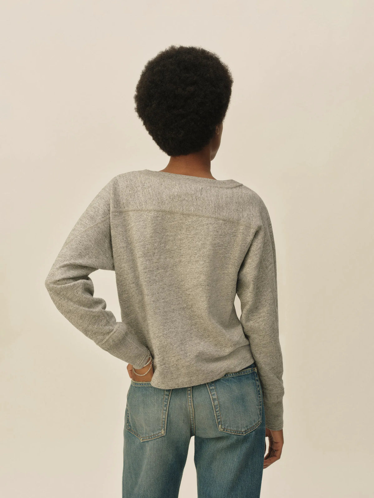 Heather Grey Field-Spec Boyfriend Crop Rugby Crew
