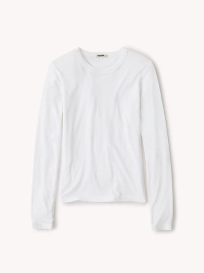 White Pima Slim L/S Crew