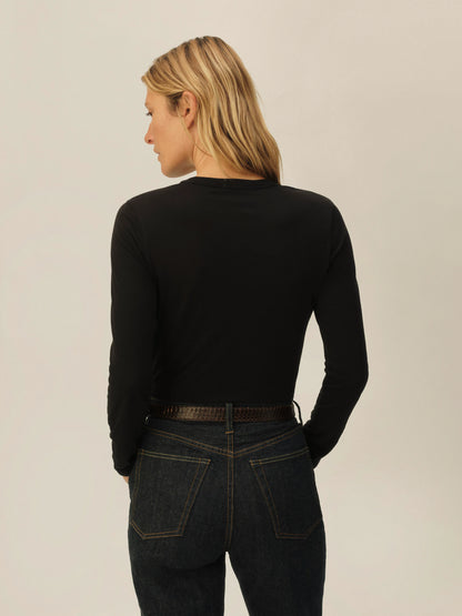 Black Pima Slim L/S Crew