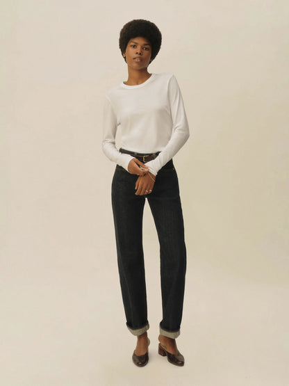 White Pima Slim L/S Crew