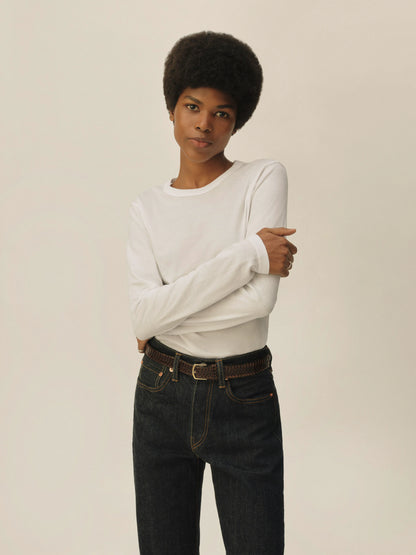 White Pima Slim L/S Crew