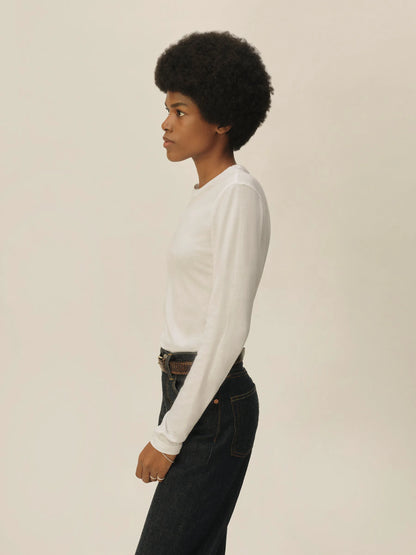 White Pima Slim L/S Crew