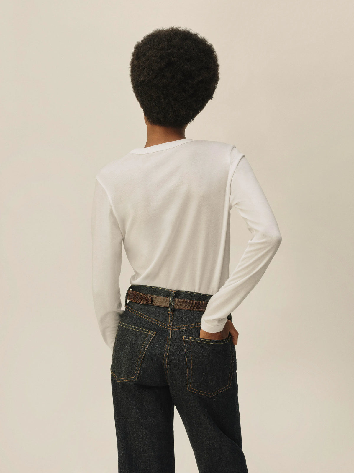 White Pima Slim L/S Crew