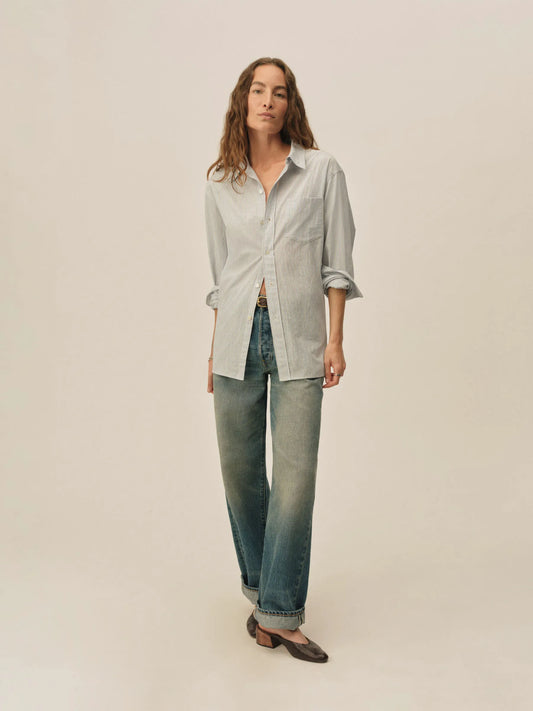 Sea Blue Dock Stripe Mainstay Cotton Shirt