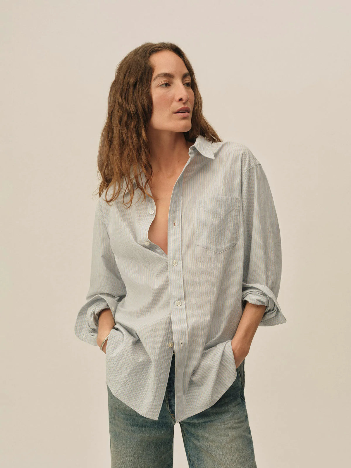 Sea Blue Dock Stripe Mainstay Cotton Shirt
