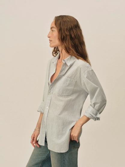 Sea Blue Dock Stripe Mainstay Cotton Shirt