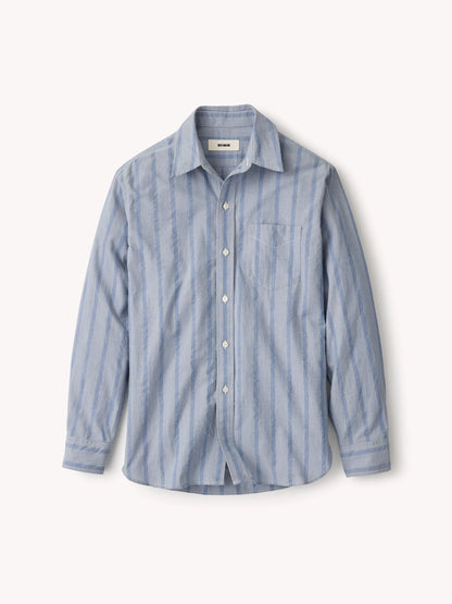 French Blue Cypress Stripe Mainstay Cotton Shirt