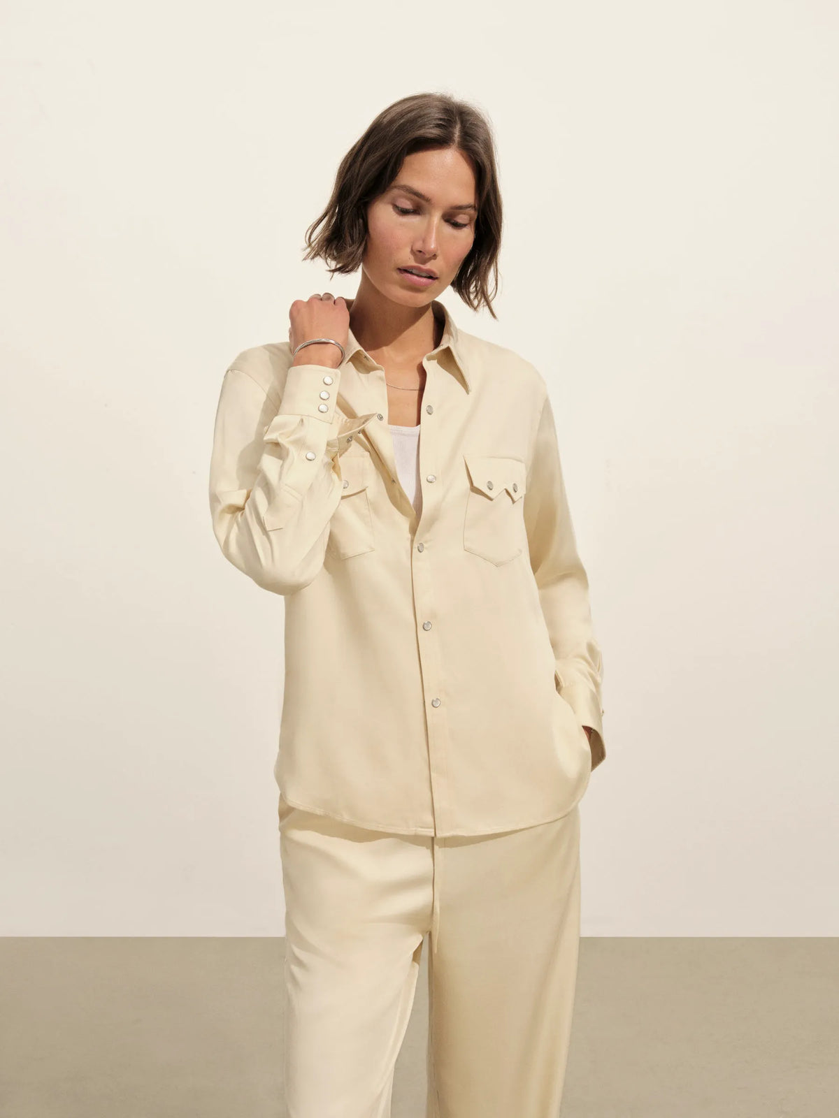 Oyster Duskdream Satin Western Shirt