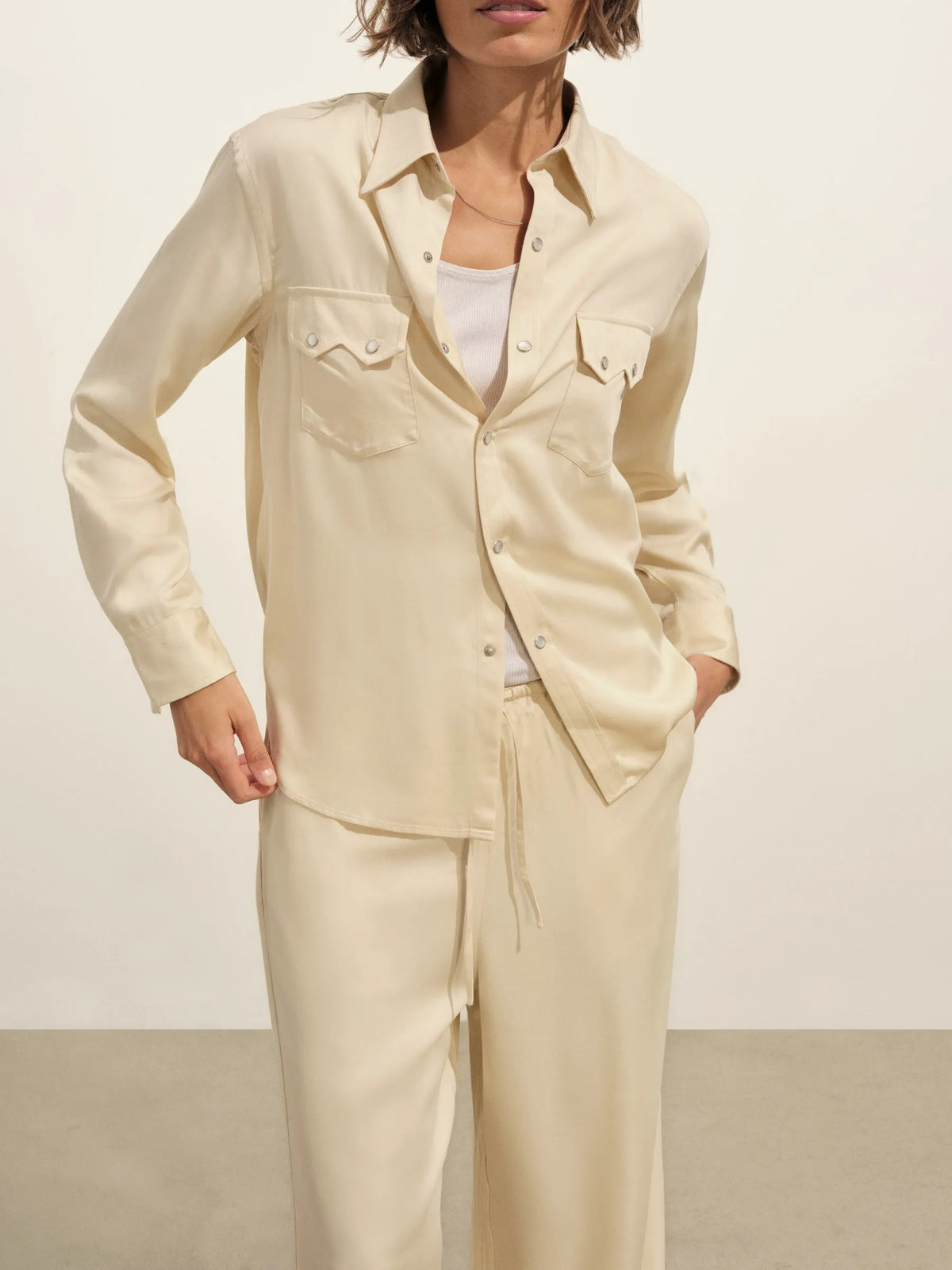 Oyster Duskdream Satin Pull-On Pant