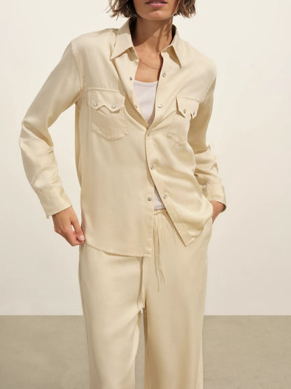Oyster Duskdream Satin Western Shirt