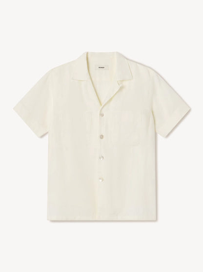 Sea Shell Crosshatch Linen Camp Shirt