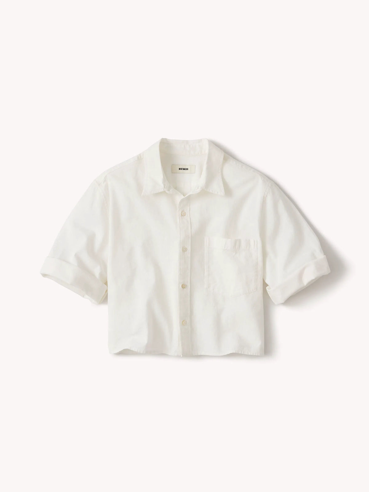 Natural Mainstay Cotton Linen Cut-Off Short Sleeve Button Down