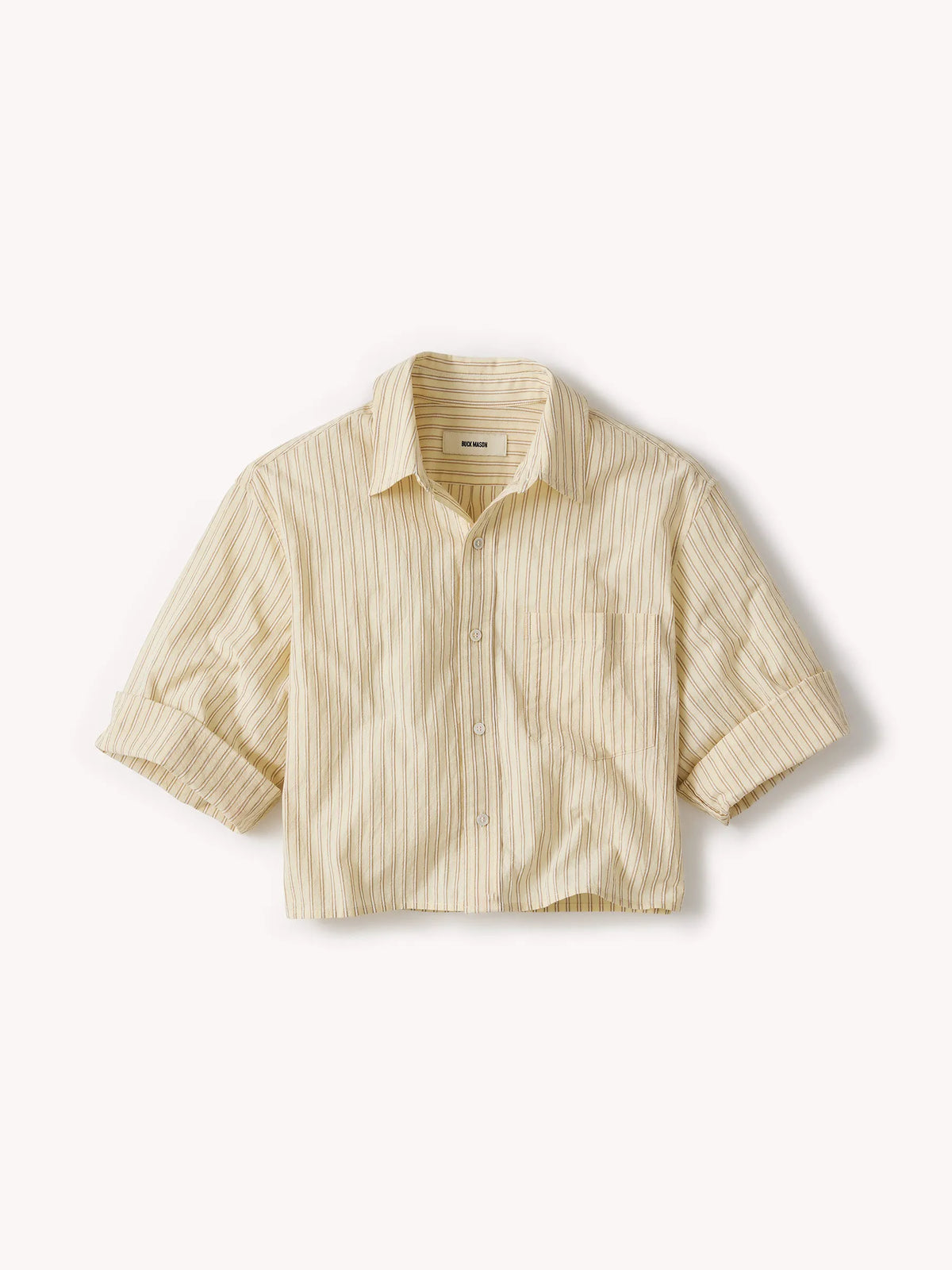Faded Yellow Winona Stripe Mainstay Cotton Cut-Off Short Sleeve Button Down