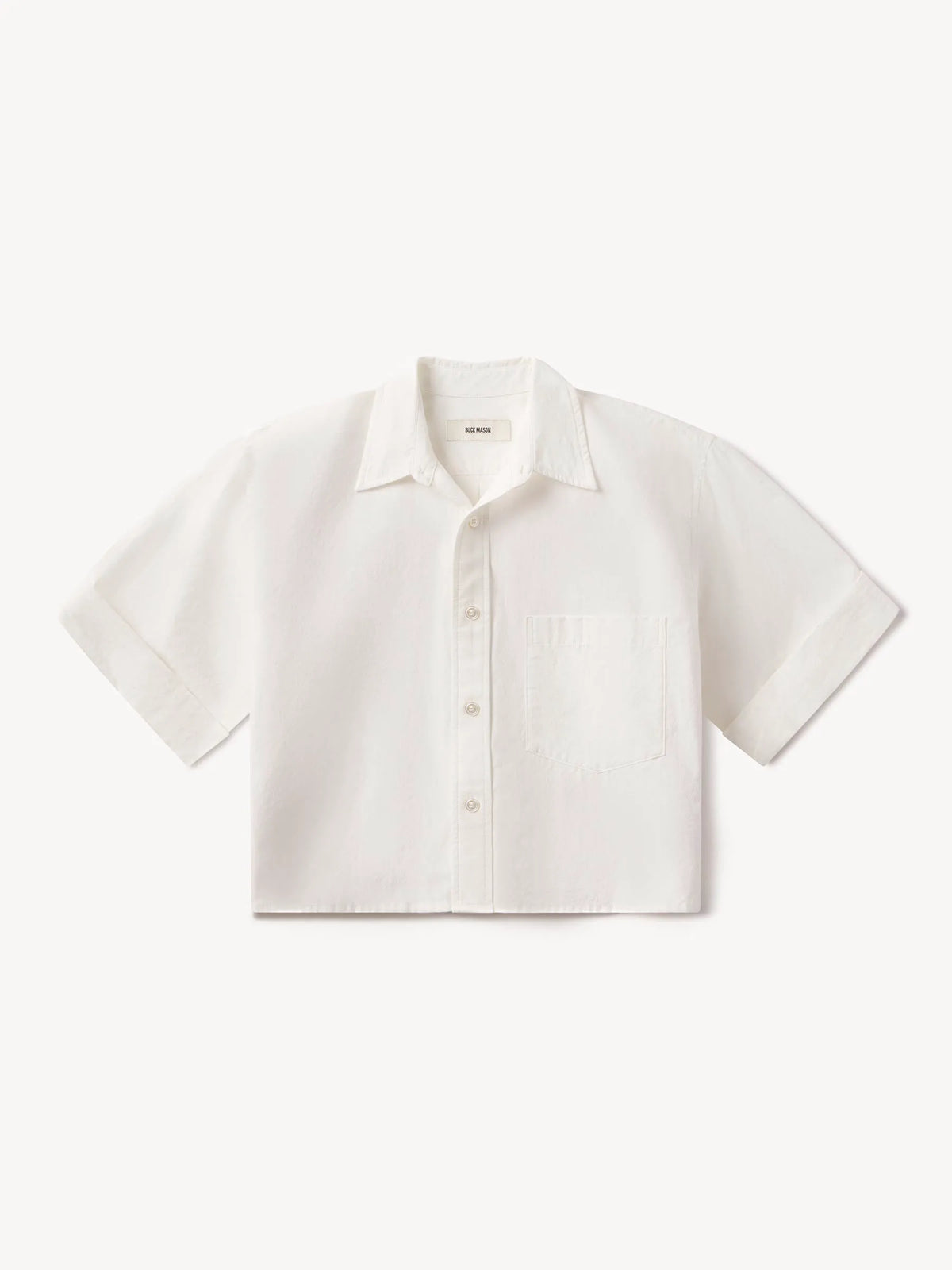 White Mainstay Cotton Cut-Off Short Sleeve Button Down