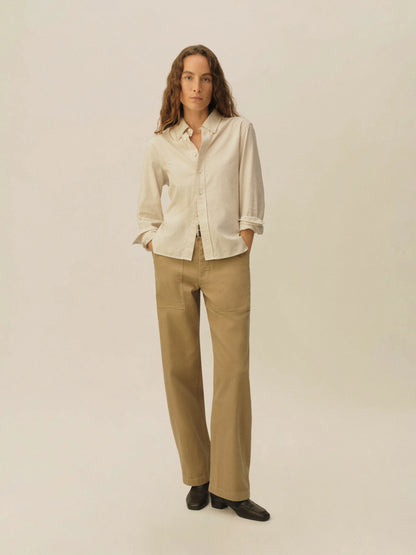 White / Khaki Brook Stripe California Oxford Prep Shirt