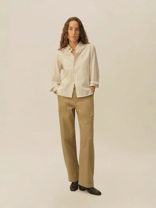 White / Khaki Brook Stripe California Oxford Prep Shirt