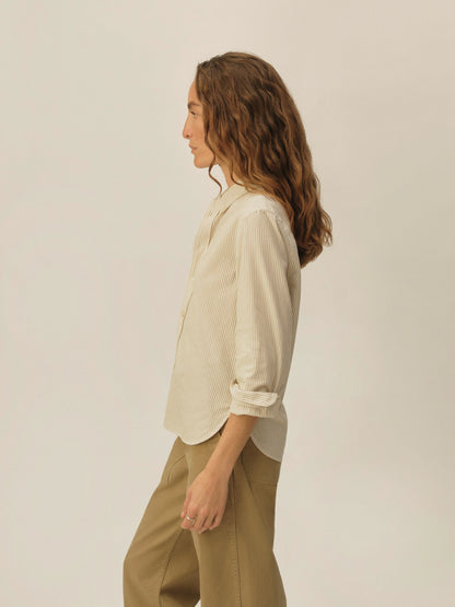 White / Khaki Brook Stripe California Oxford Prep Shirt