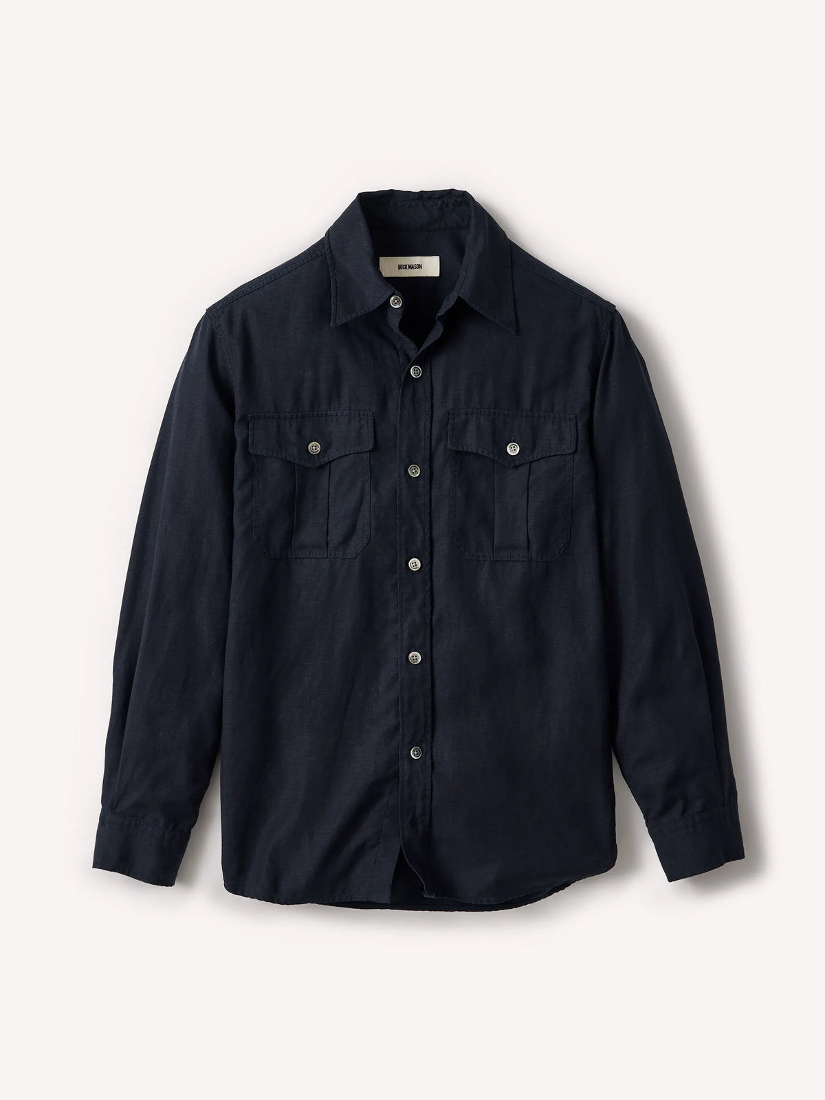 Dark Navy Draped Twill Cpo Shirt