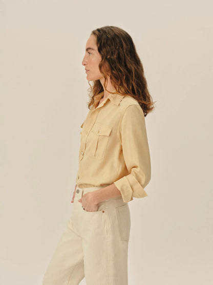 Dusty Maize Draped Twill Cpo Shirt