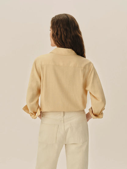 Dusty Maize Draped Twill Cpo Shirt