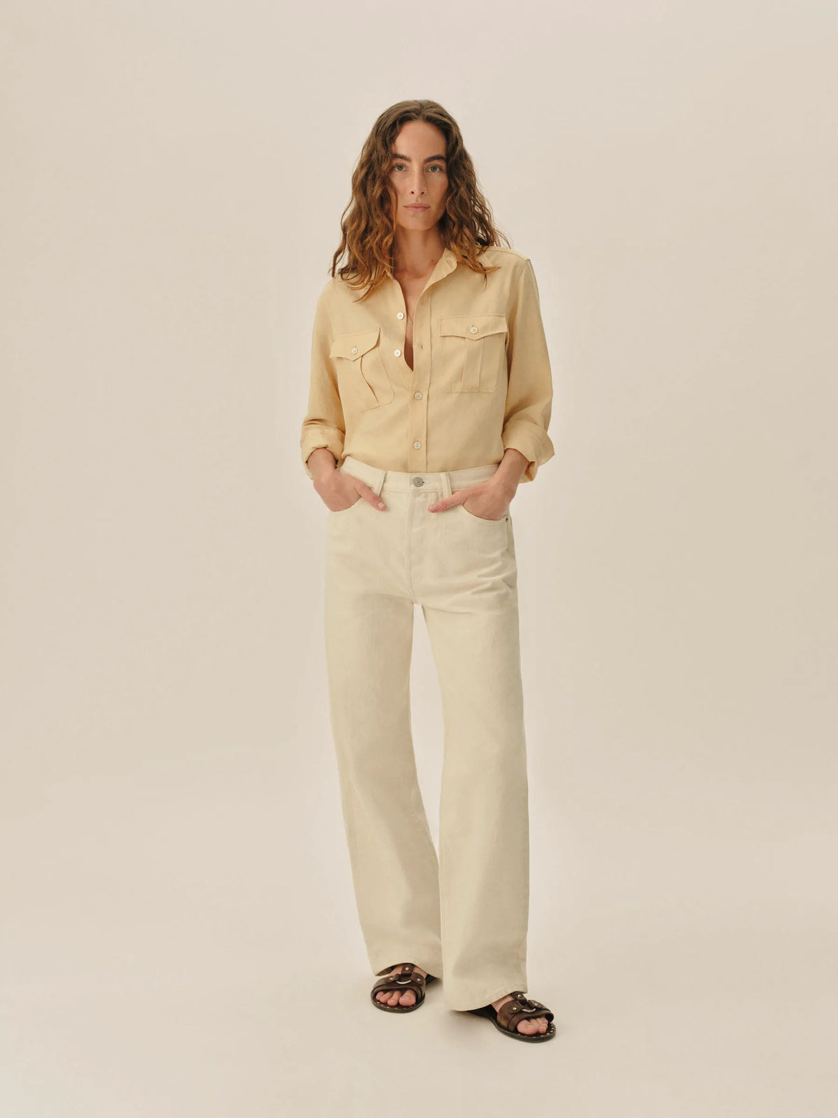 Dusty Maize Draped Twill Cpo Shirt