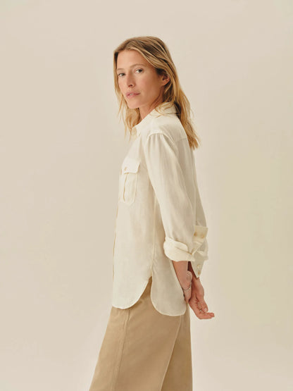 Ivory Draped Twill Cpo Shirt
