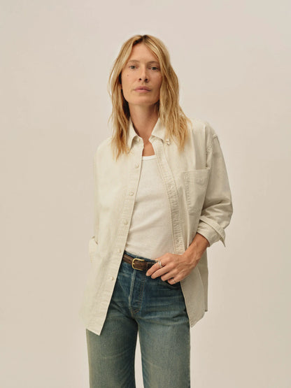 White/Khaki Ivy Stripe Big Oxford BD Shirt