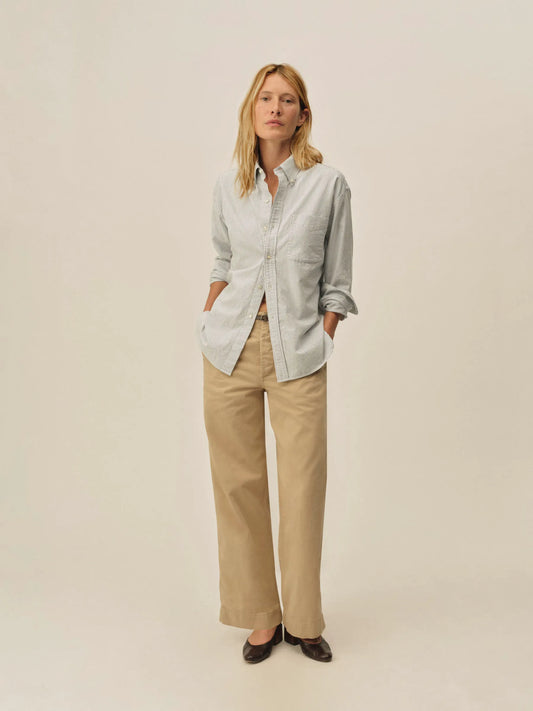 White/Blue Malibu Stripe Big Oxford BD Shirt