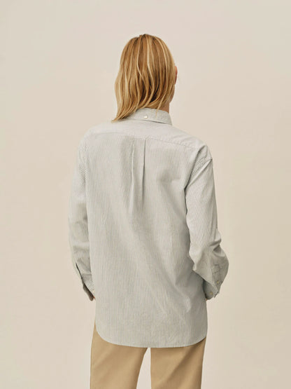 White/Blue Malibu Stripe Big Oxford BD Shirt
