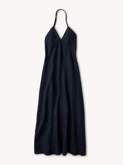 Dark Navy Sea Breeze Linen Slip Dress