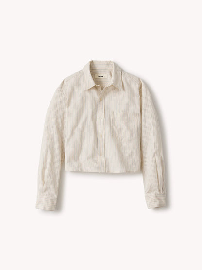 Riverbank Stripe Mainstay Cotton Cut-Off Long Sleeve Button Down